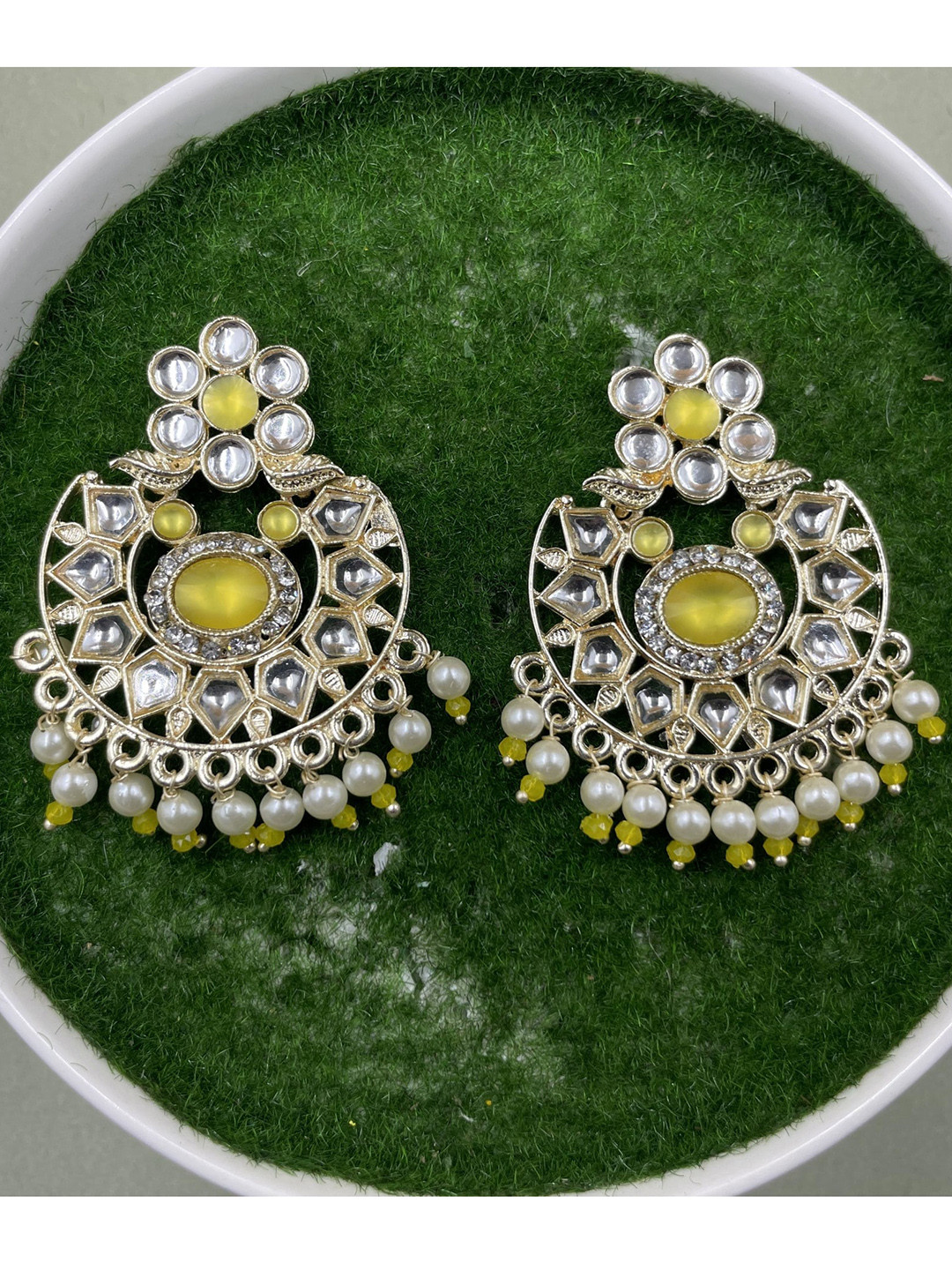 

Rhymee Gold-Plated Chandbalis Kundan Earrings