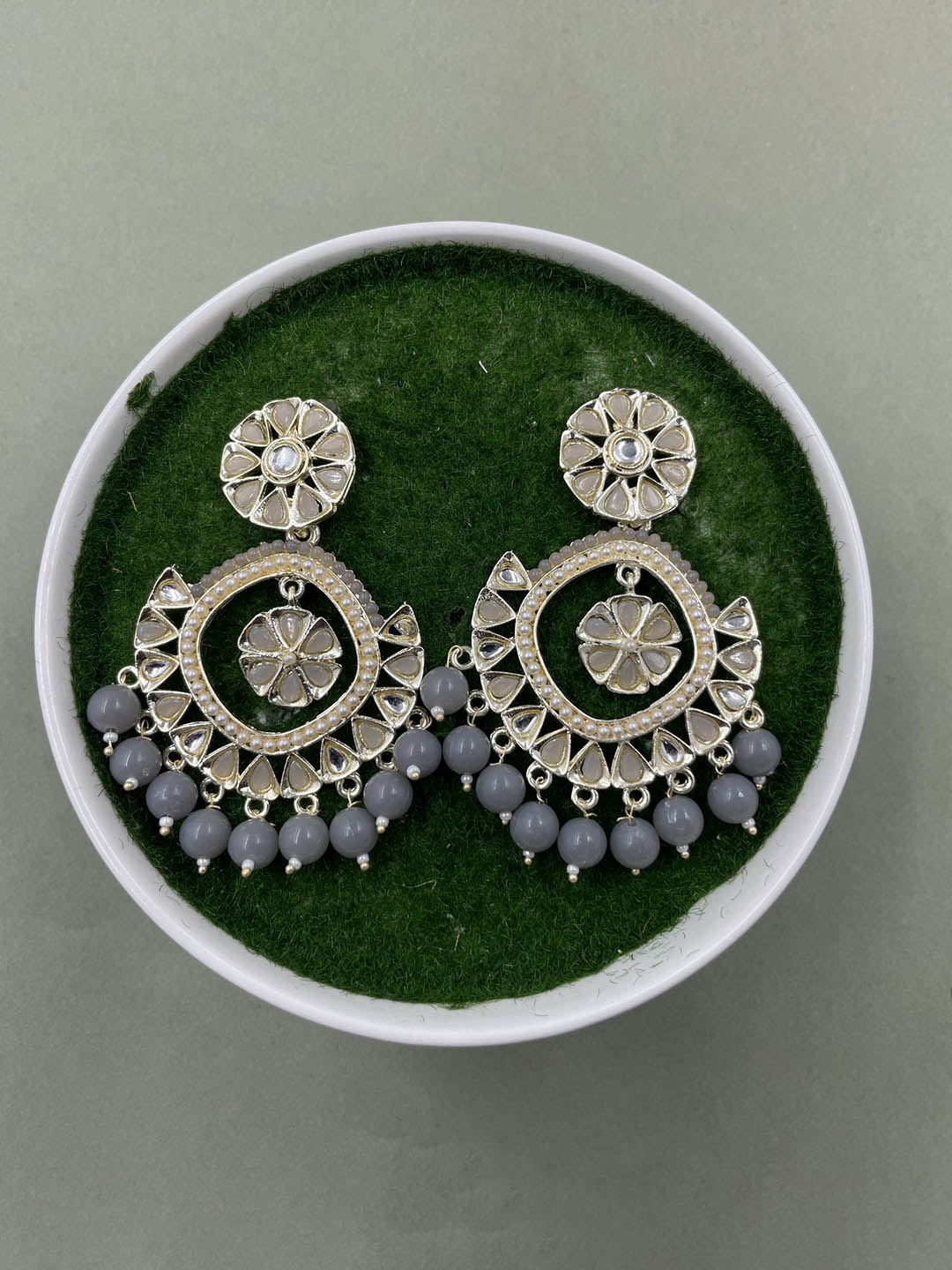 

Rhymee Gold-Plated Floral Pearls Kundan Studded Drop Earrings