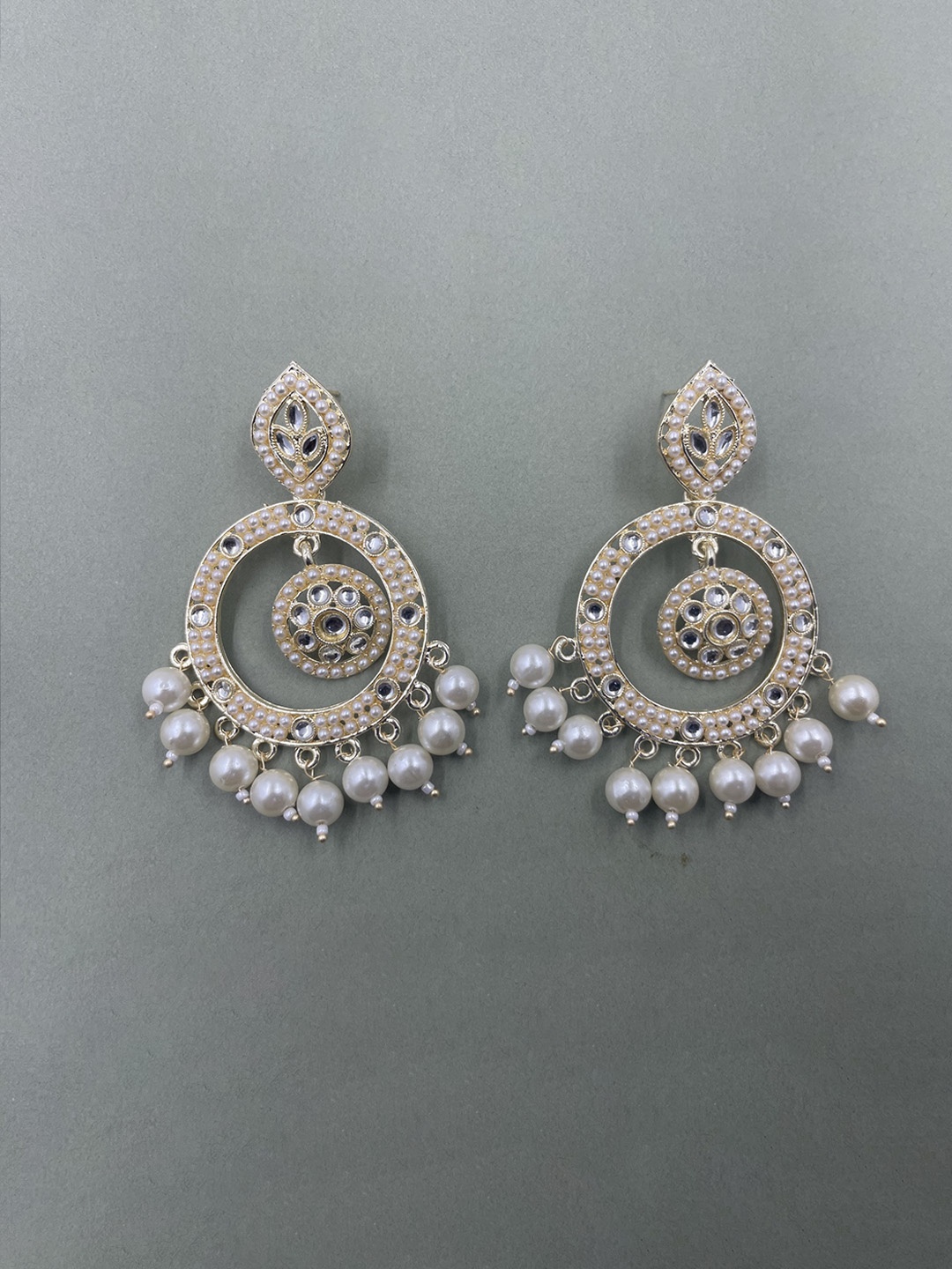 

Rhymee Gold-Plated Floral Pearls Studded Chandbalis Earrings
