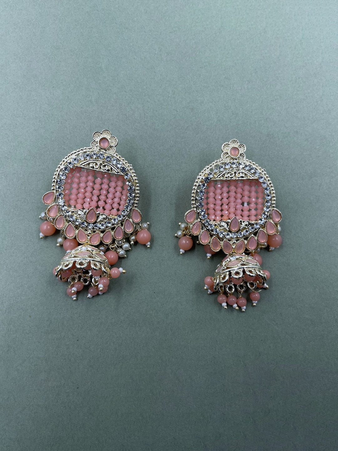 

Rhymee Gold-Plated Pearls Studded Floral Jhumkas