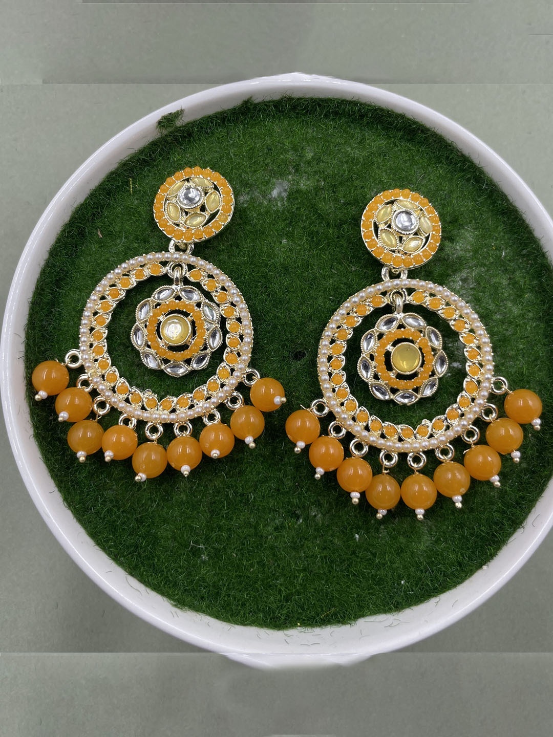 

Rhymee Gold-Plated Floral Pearls Studded Drop Earrings