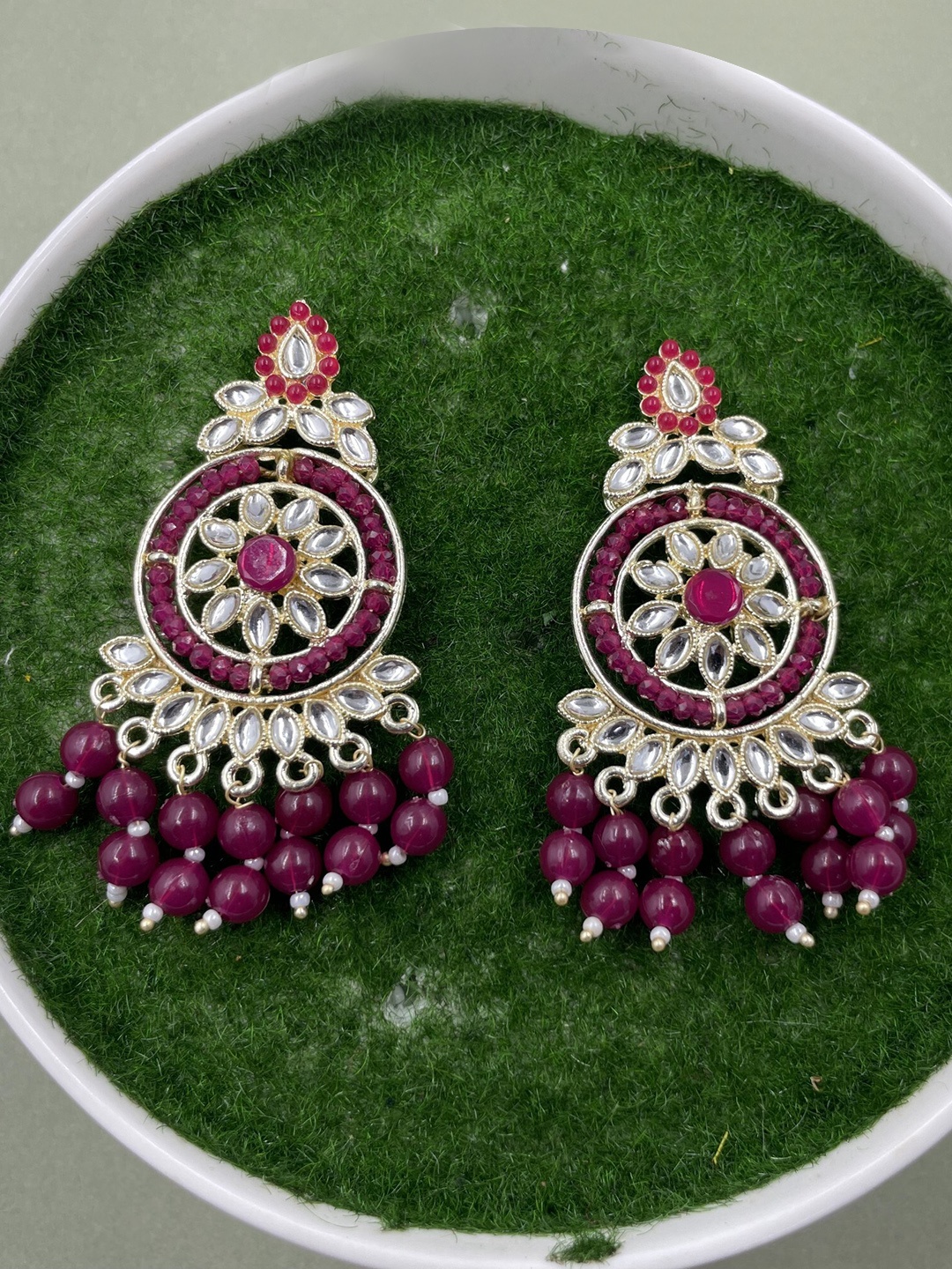 

Rhymee Gold-Plated Floral Pearls Kundan Studded Drop Earrings