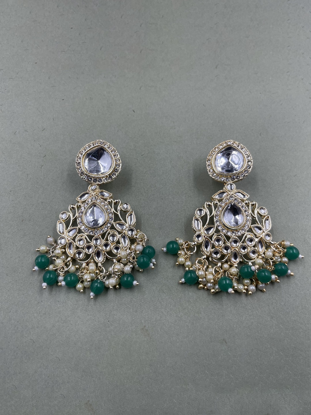

Rhymee Gold-Plated Floral Kundan Studded Drop Earrings