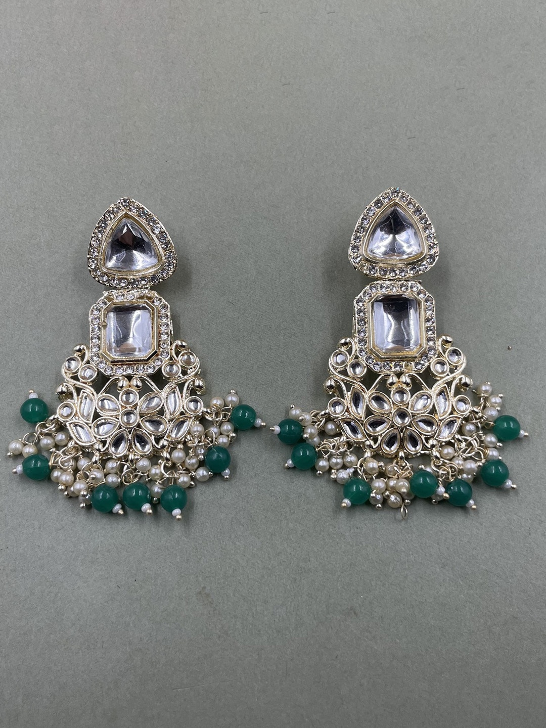 

Rhymee Gold-Plated Floral Kundan Studded Drop Earrings