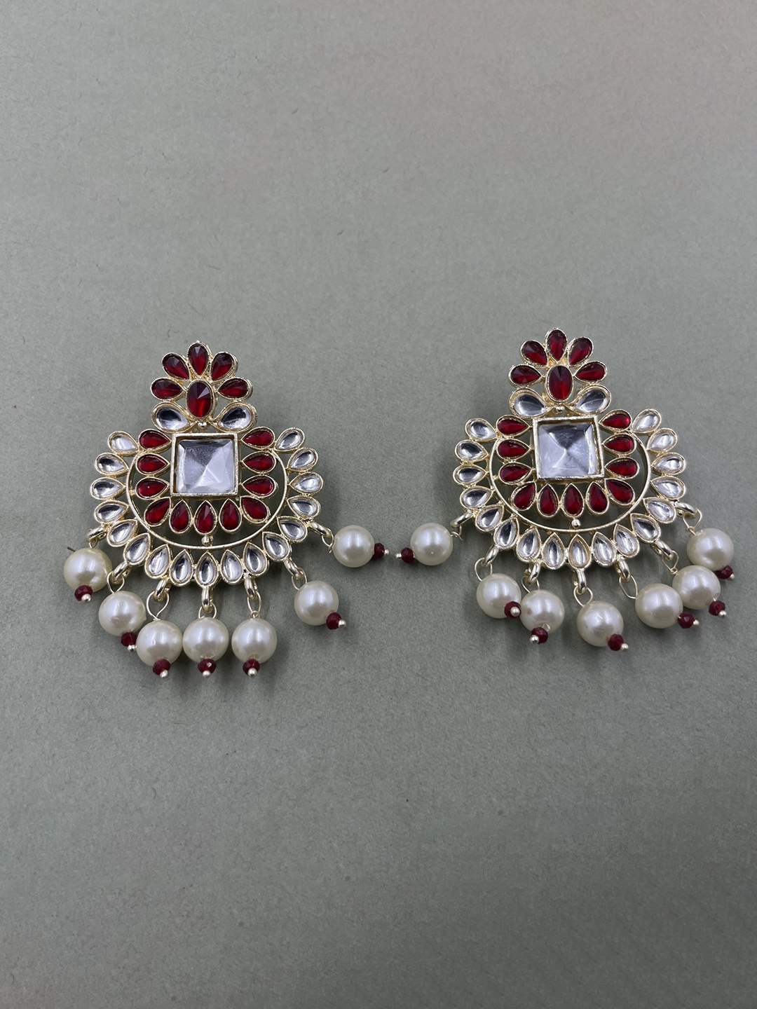 

Rhymee Gold-Plated Floral Pearls Kundan Studded Drop Earrings