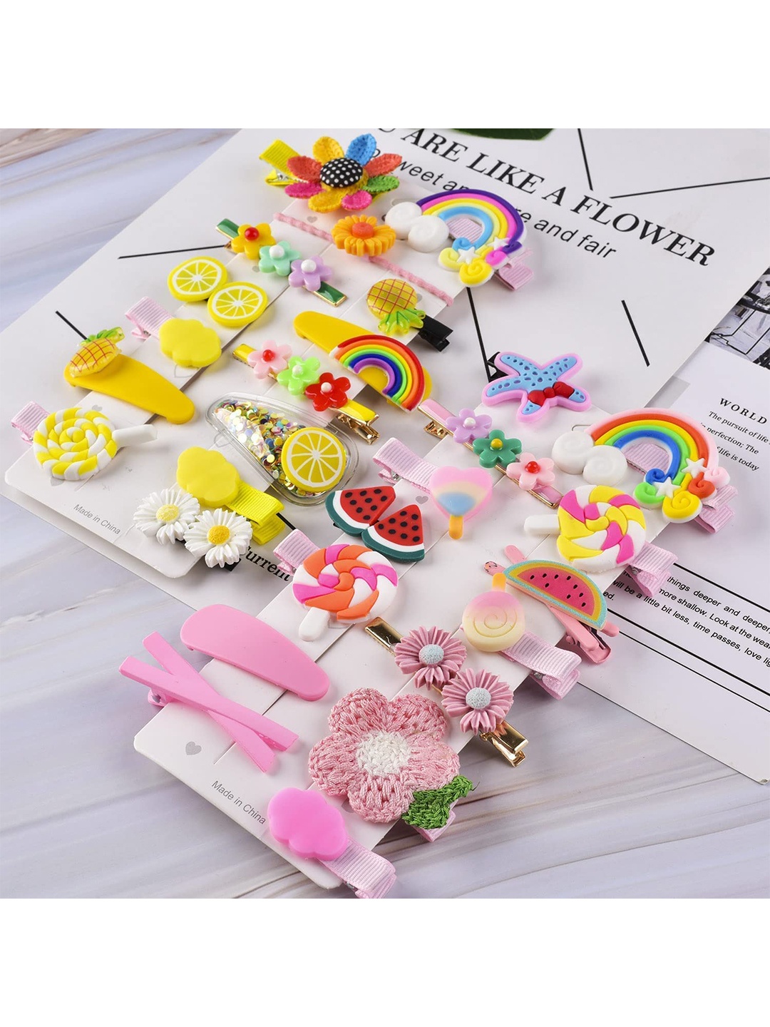 

LYTIX Girls 14Pcs Beaded Unicorn Ice Cream Hair Accessory Set, Yellow