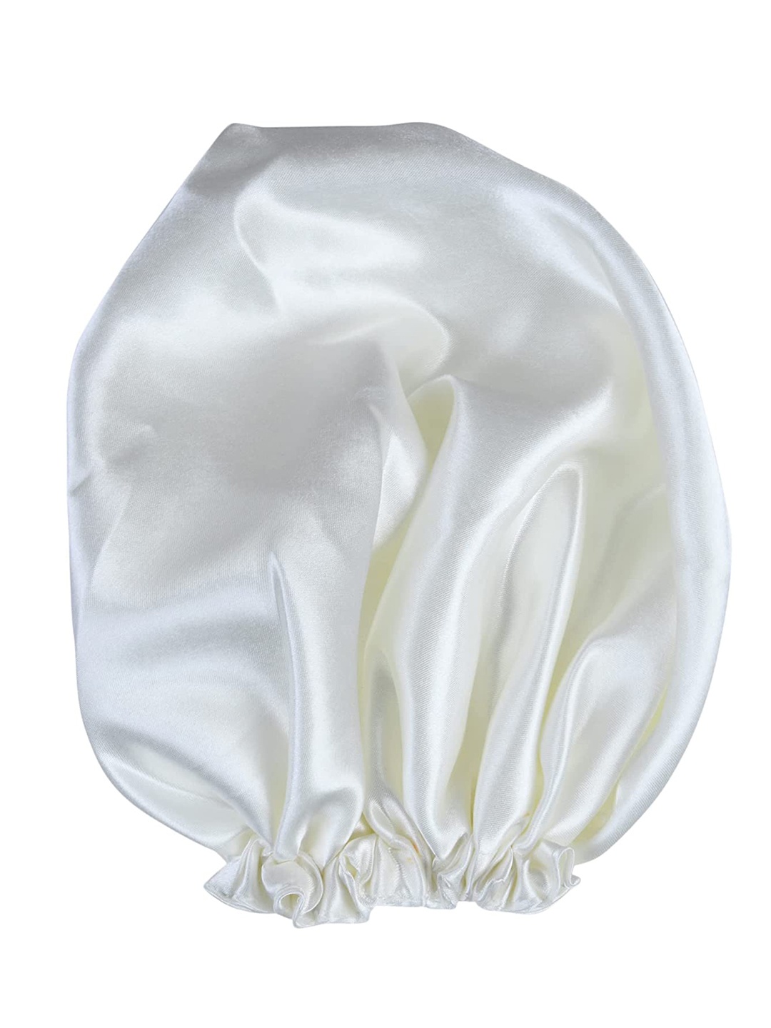 

LYTIX Women Satin Silk Hair Bonnet Double Layered Sleeping Cap, White
