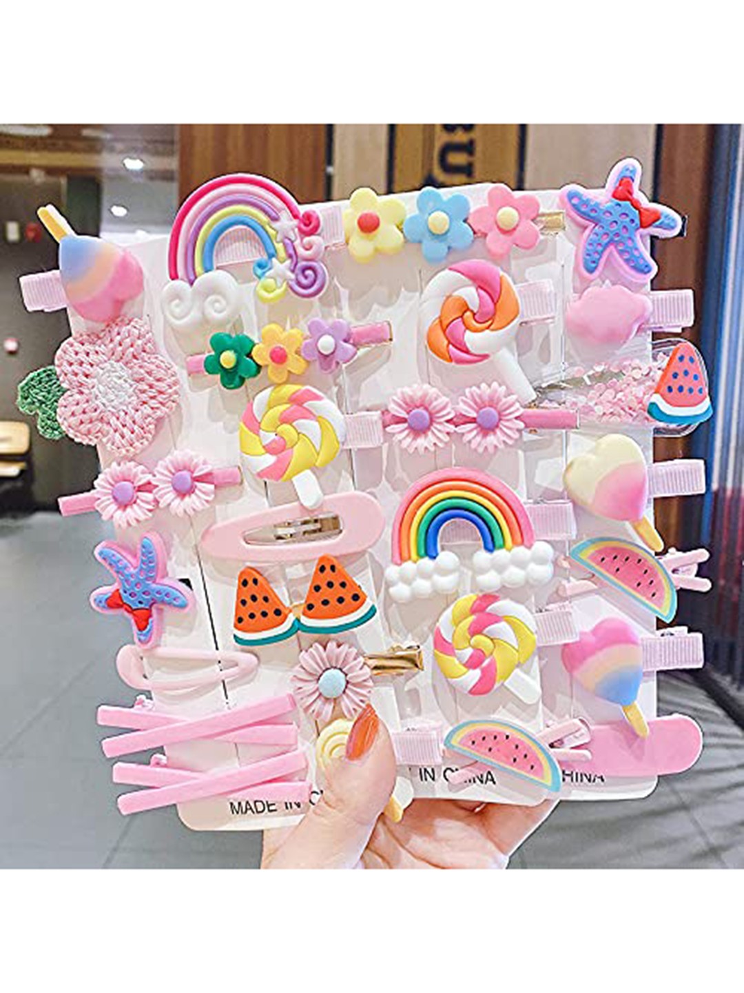 

LYTIX Girls Set Of 14 Pink & White Hair Clip Set