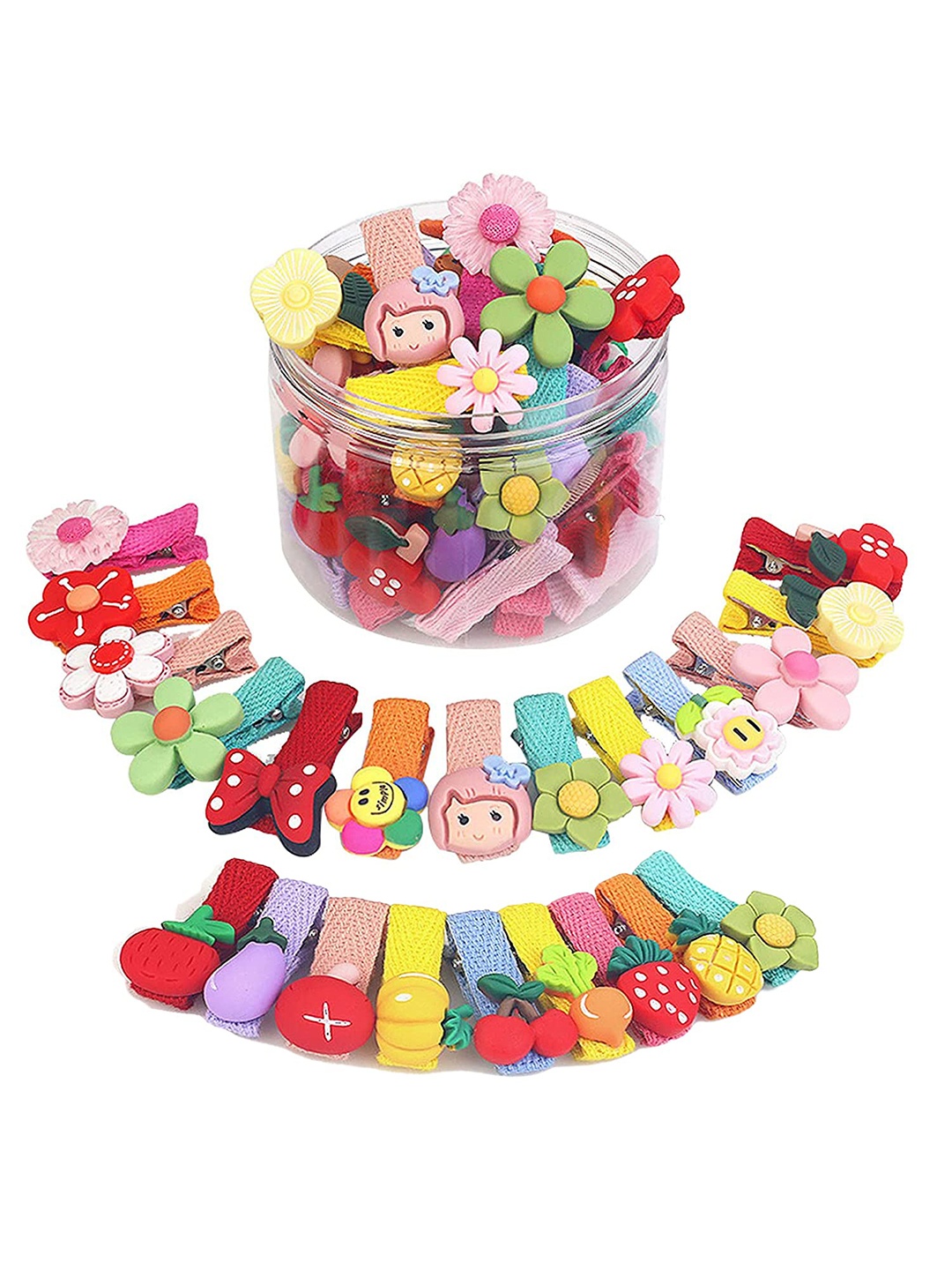 

LYTIX Women 20Pcs Cute Animal Characters Hair Accessory Set, Red