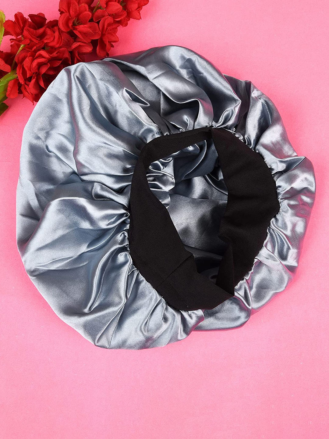 

LYTIX Women Satin Silk Premium Hair Bonnet Sleep Cap, Silver