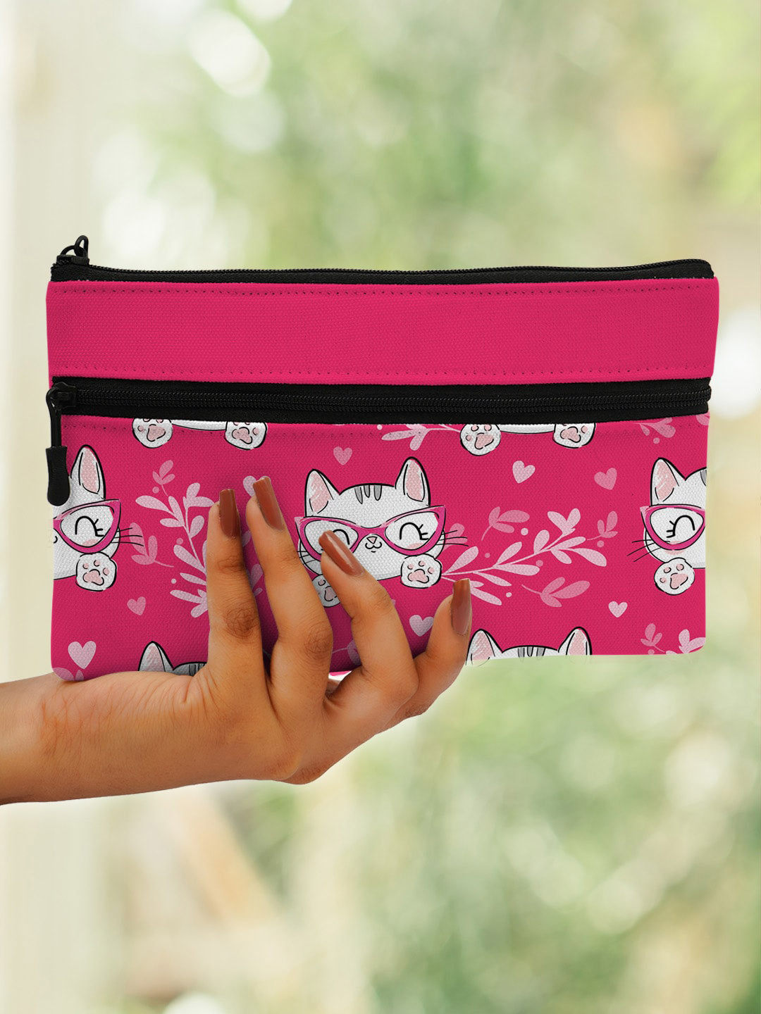 

Crazy Corner Printed Travel Pouch, Pink
