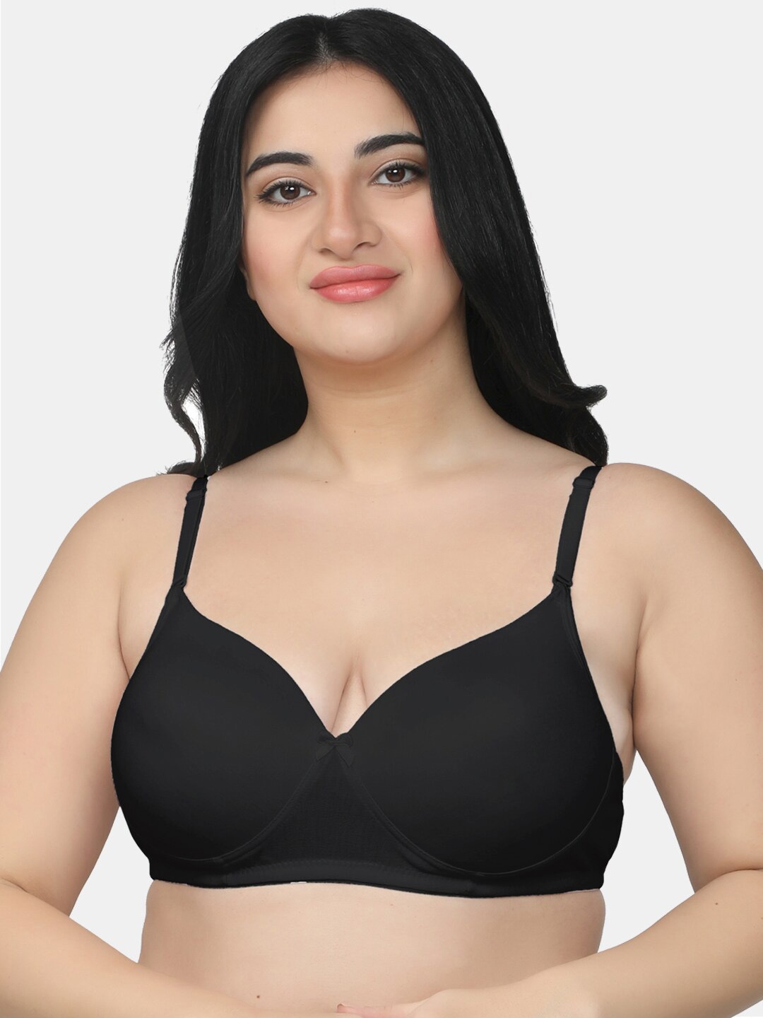 

MAROON Cotton Heavily Padded All Day Comfort Full Coverage Seamless T-shirt Bra, Black