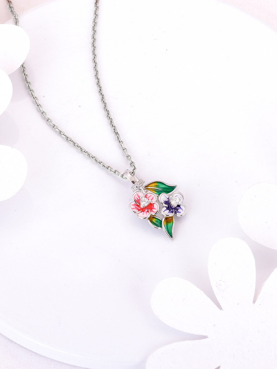 

GIVA 925 Sterling Silver Stone-Studded Pendant With Chain