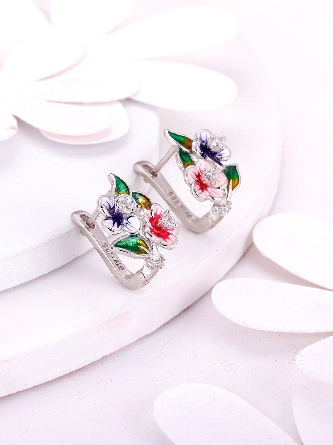 

GIVA Rhodium-Plated Contemporary Studs Earrings, Silver