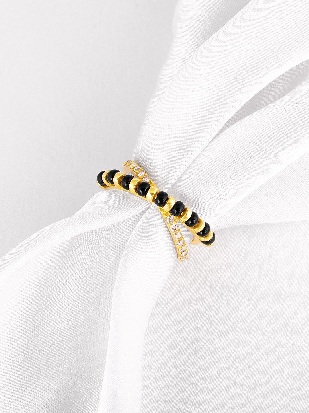 

GIVA 92.5 Sterling Silver Gold-Plated Astro Mangalsutra Ring