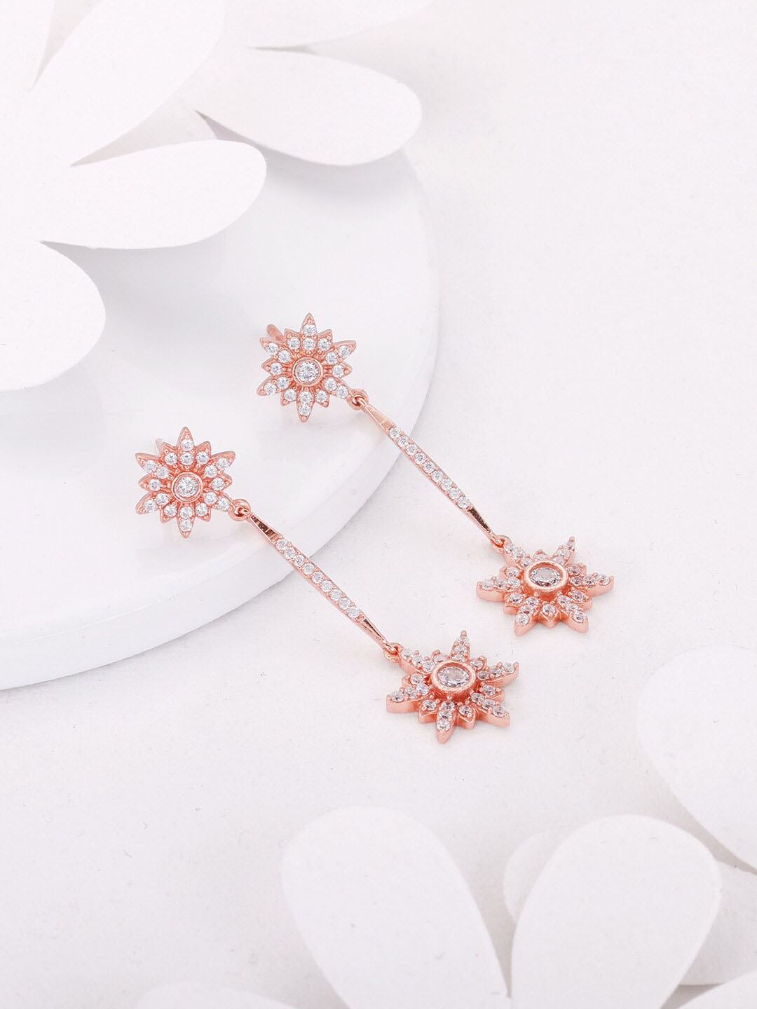 

GIVA 925 Sterling Silver Rose Gold Plated Contemporary Zirconia Drop Earrings