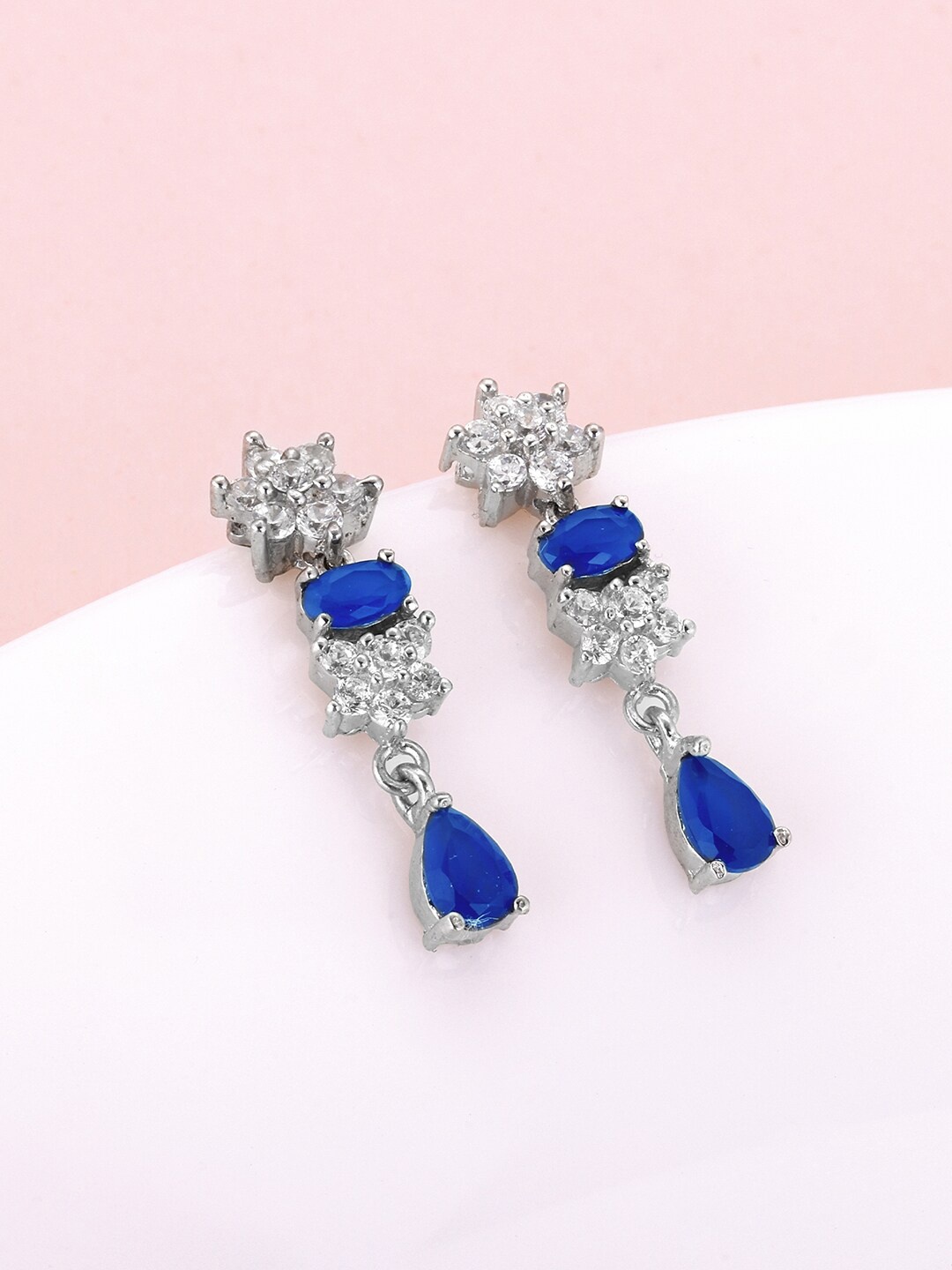

GIVA Rhodium-Plated Contemporary Drop Earrings, Silver