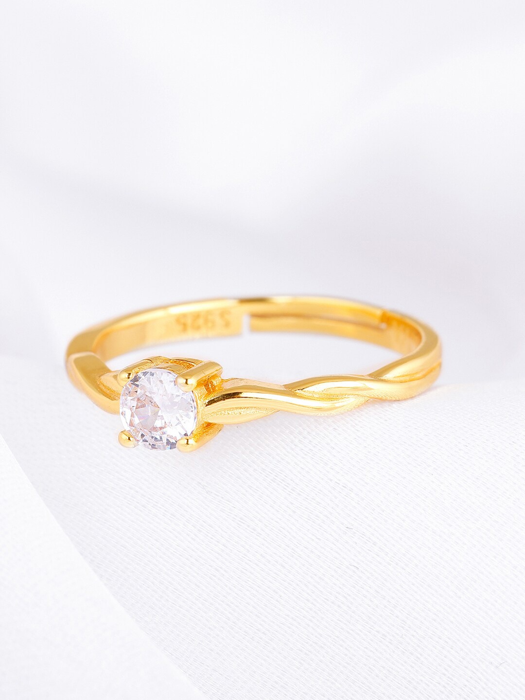 

GIVA 925 Sterling Silver Gold-Plated CZ-Studded Adjustable Finger Ring