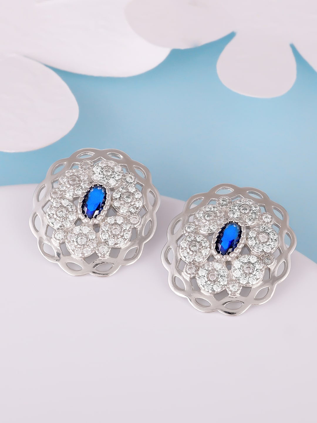 

GIVA Rhodium-Plated Contemporary Studs Earrings, Silver