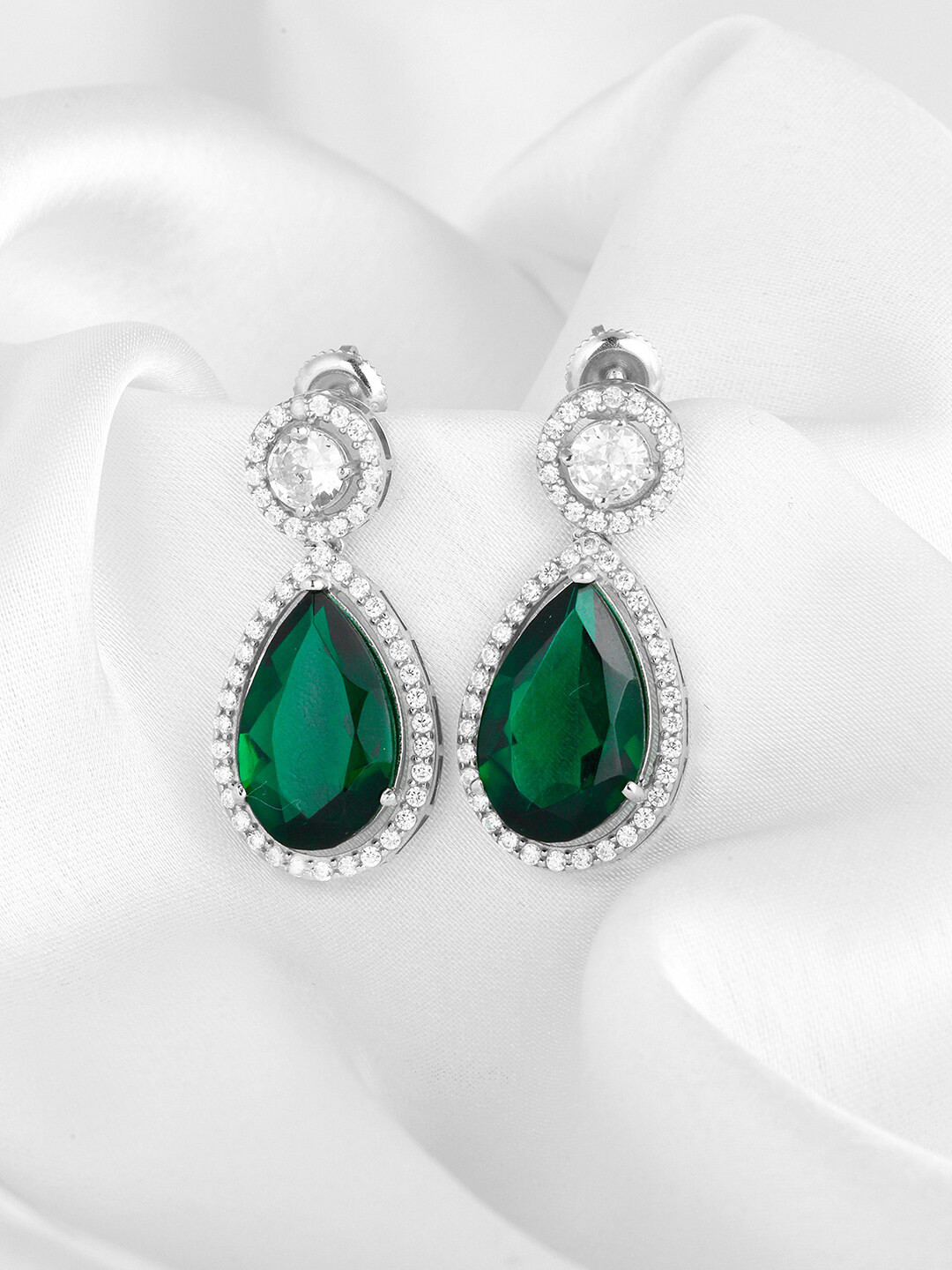 

GIVA Rhodium-Plated Teardrop Shaped Drop Earrings, Silver