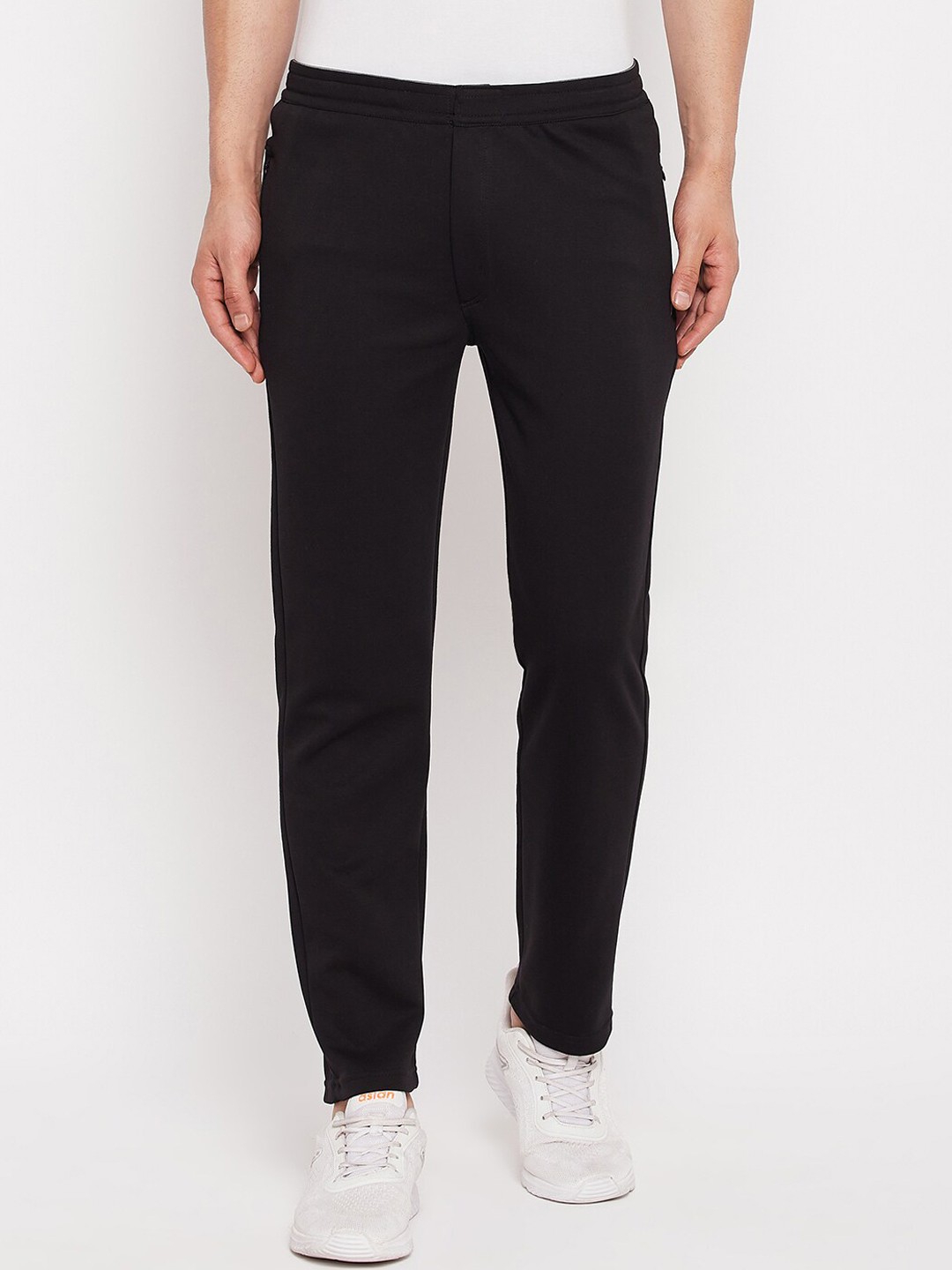

Okane Men Mid-Rise Regular Fit Track Pants, Black