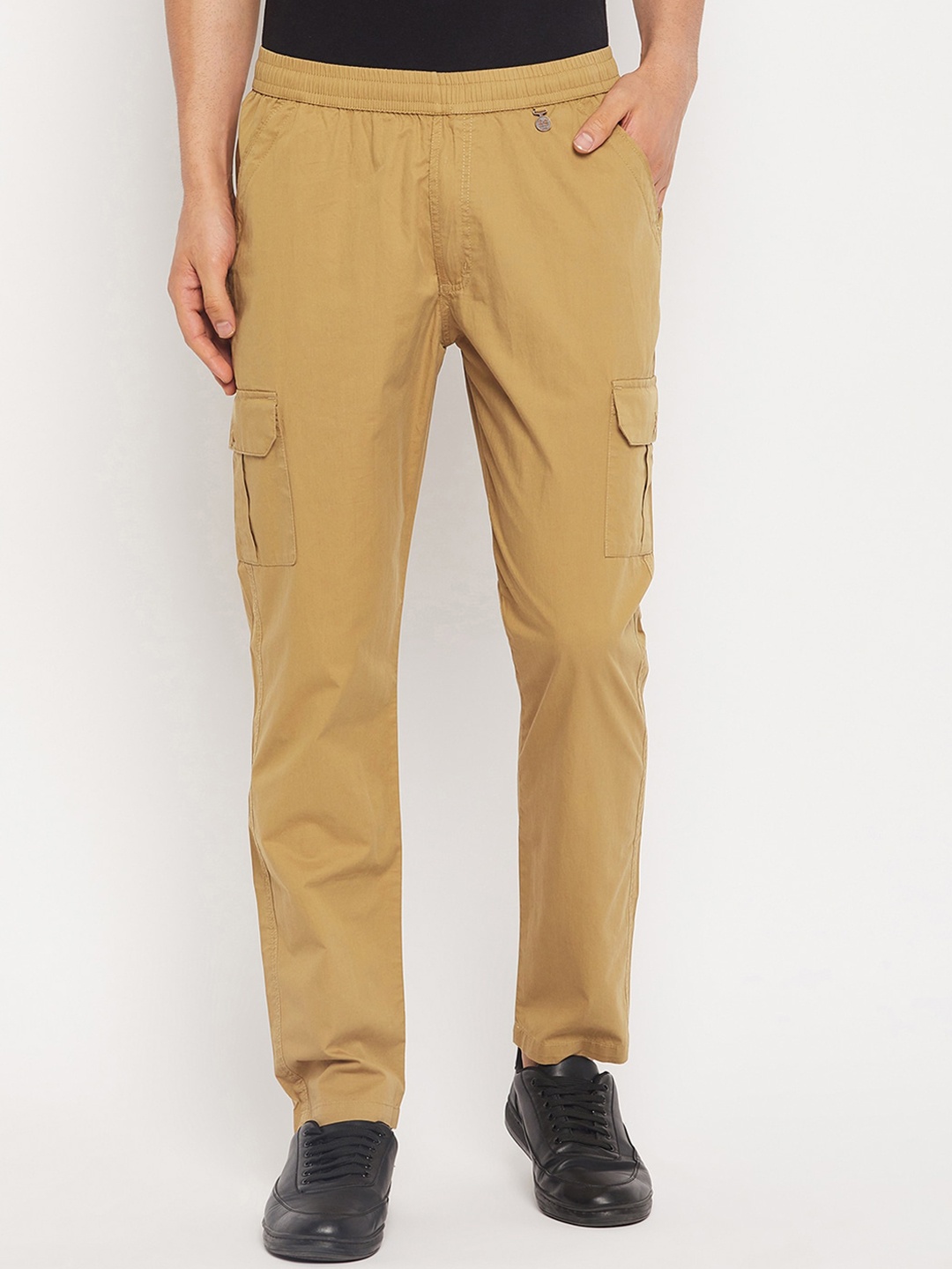 

Okane Men Mid-Rise Cotton Track Pants, Khaki