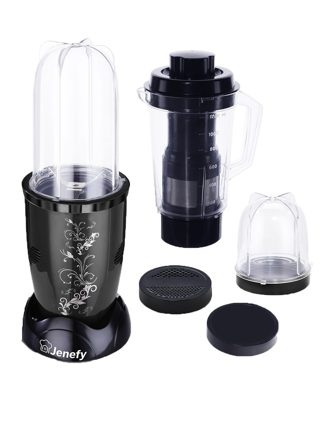 

Jenefy Black 400W Bullet Mixer Grinder Juicer Blender 500 ml / 300 ml