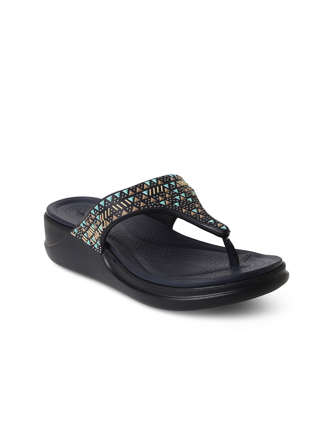 

Crocs Women Embellished Croslite Thong Flip-Flops, Navy blue