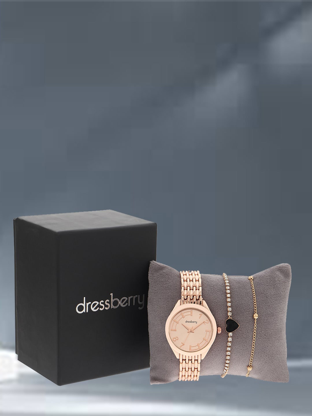 

DressBerry Women Set Of 3 Rose Gold-Toned Dial & Straps Analogue Watch DBWJ Set-04