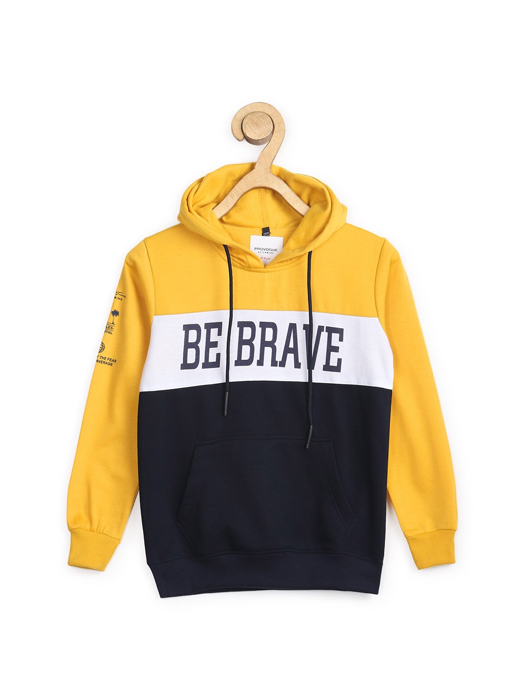 

Provogue Boys Colourblocked Hooded Sweatshirt, Yellow