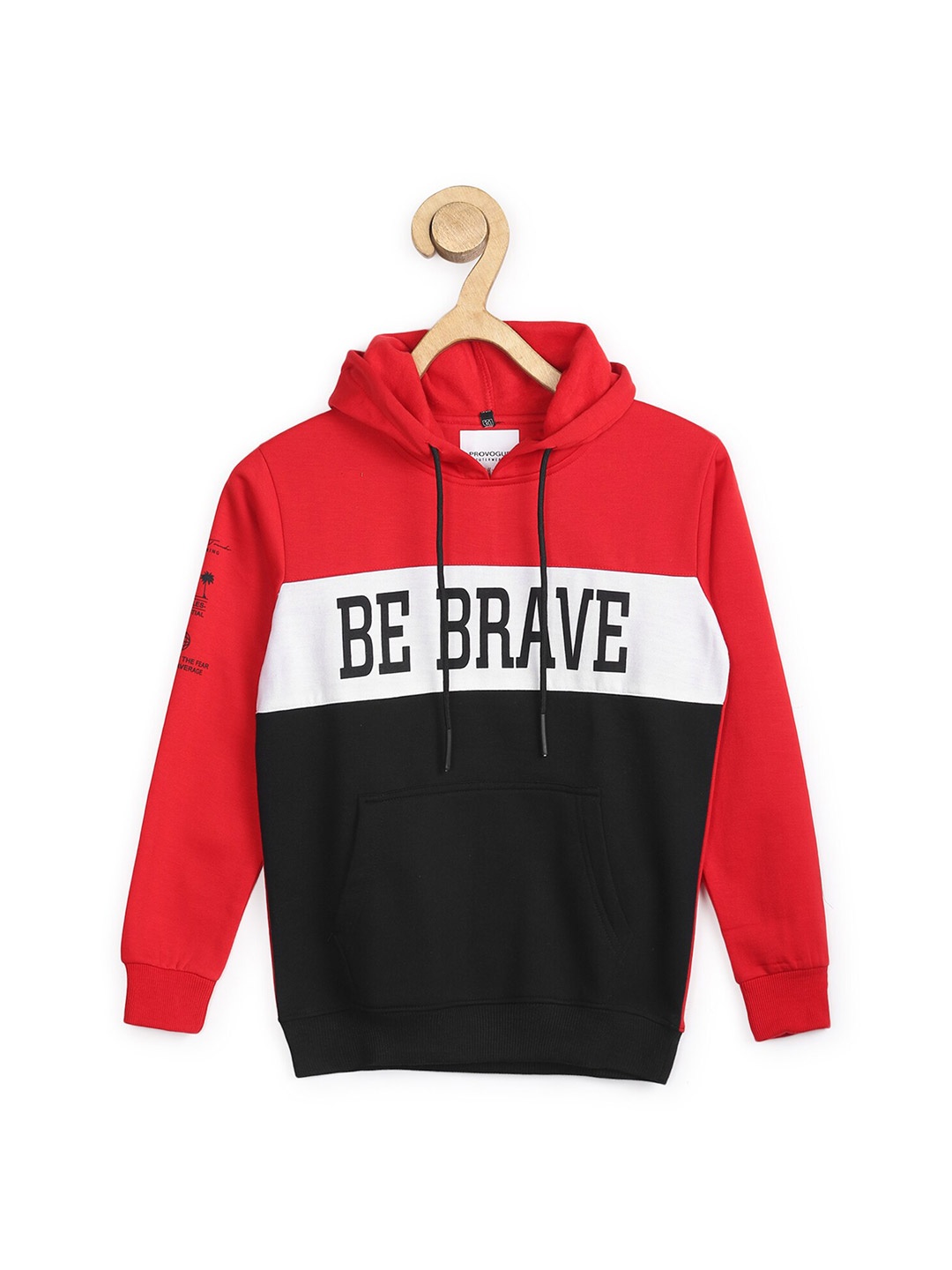 

Provogue Boys Colourblocked Hooded Sweatshirt, Red
