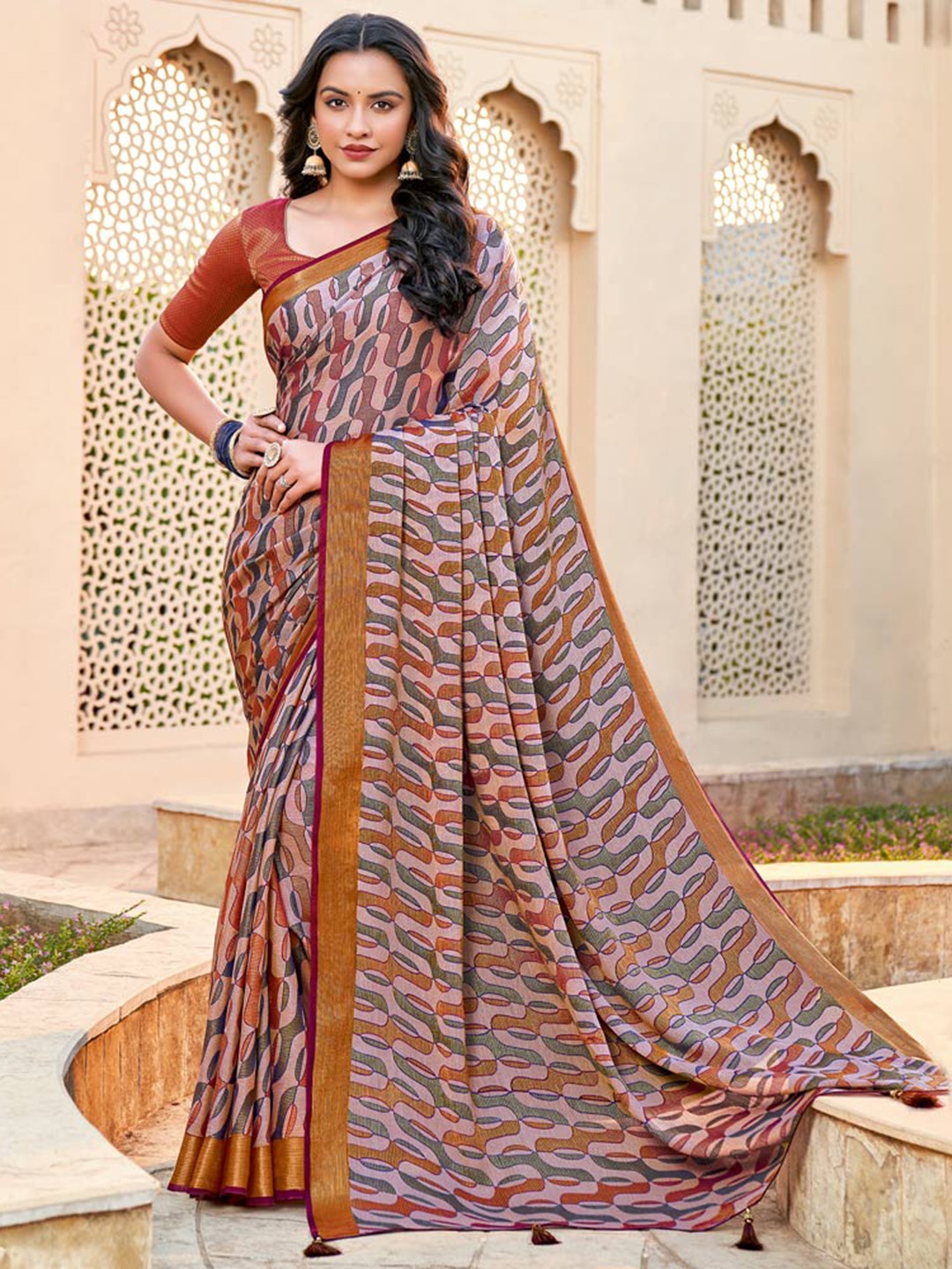 

Vishal Prints Abstract Zari Brasso Saree, Purple