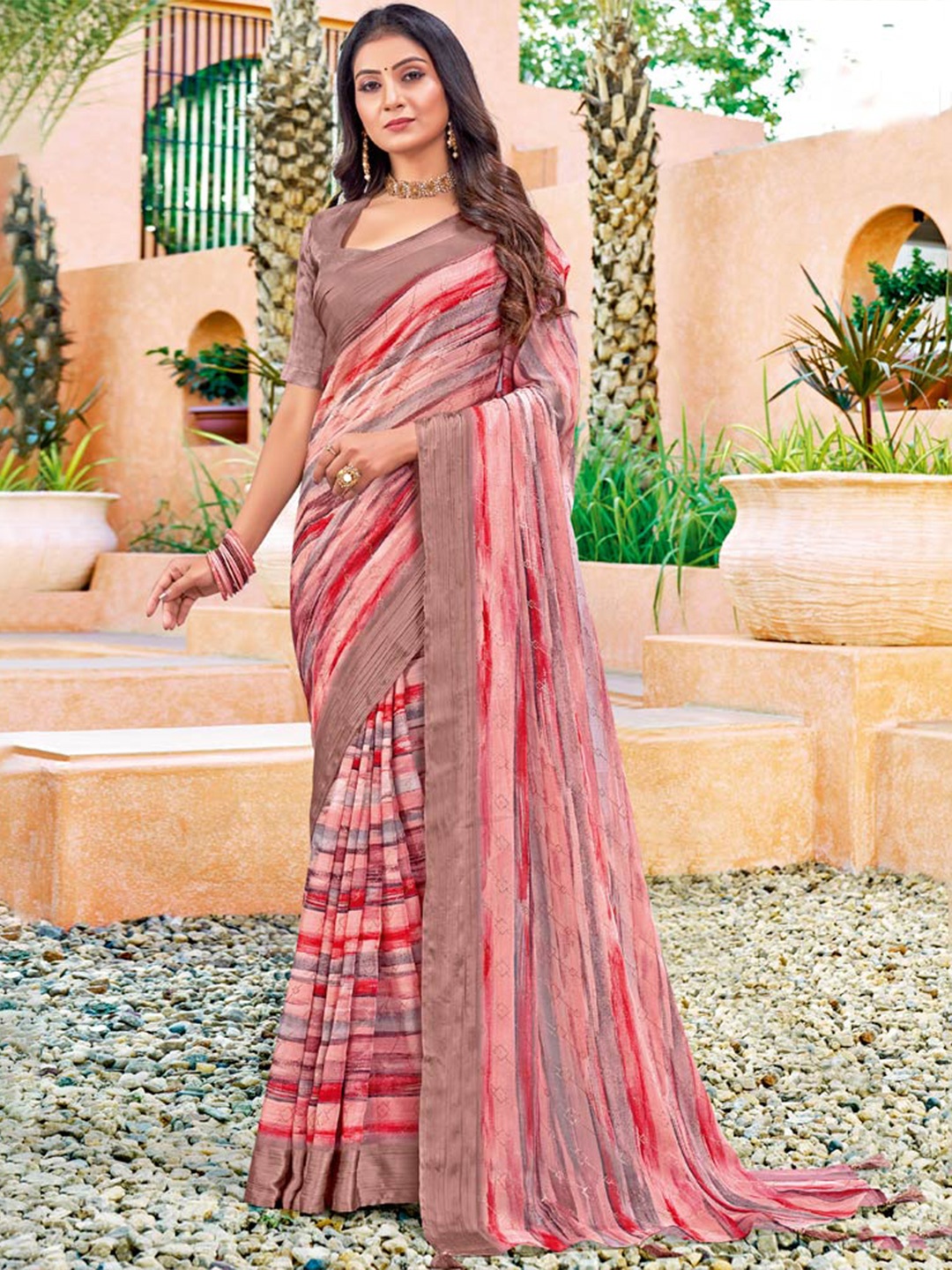 

Vishal Prints Tie and Dye Saree, Rose