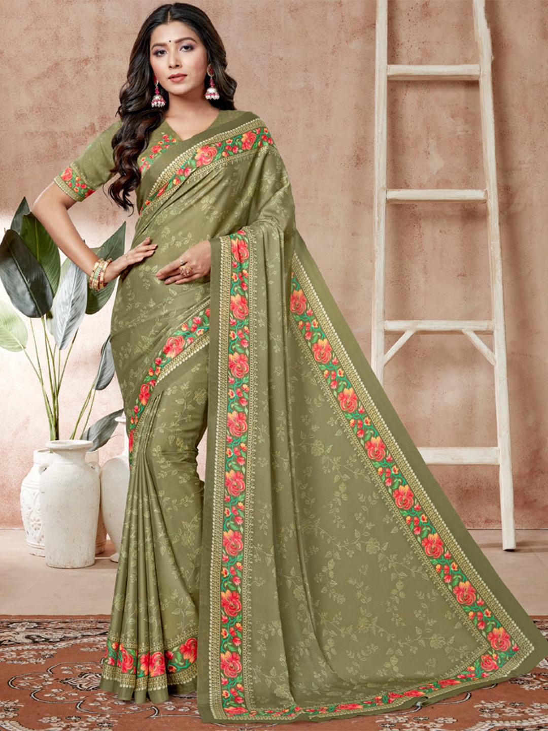 

Vishal Prints Floral Printed Saree, Green