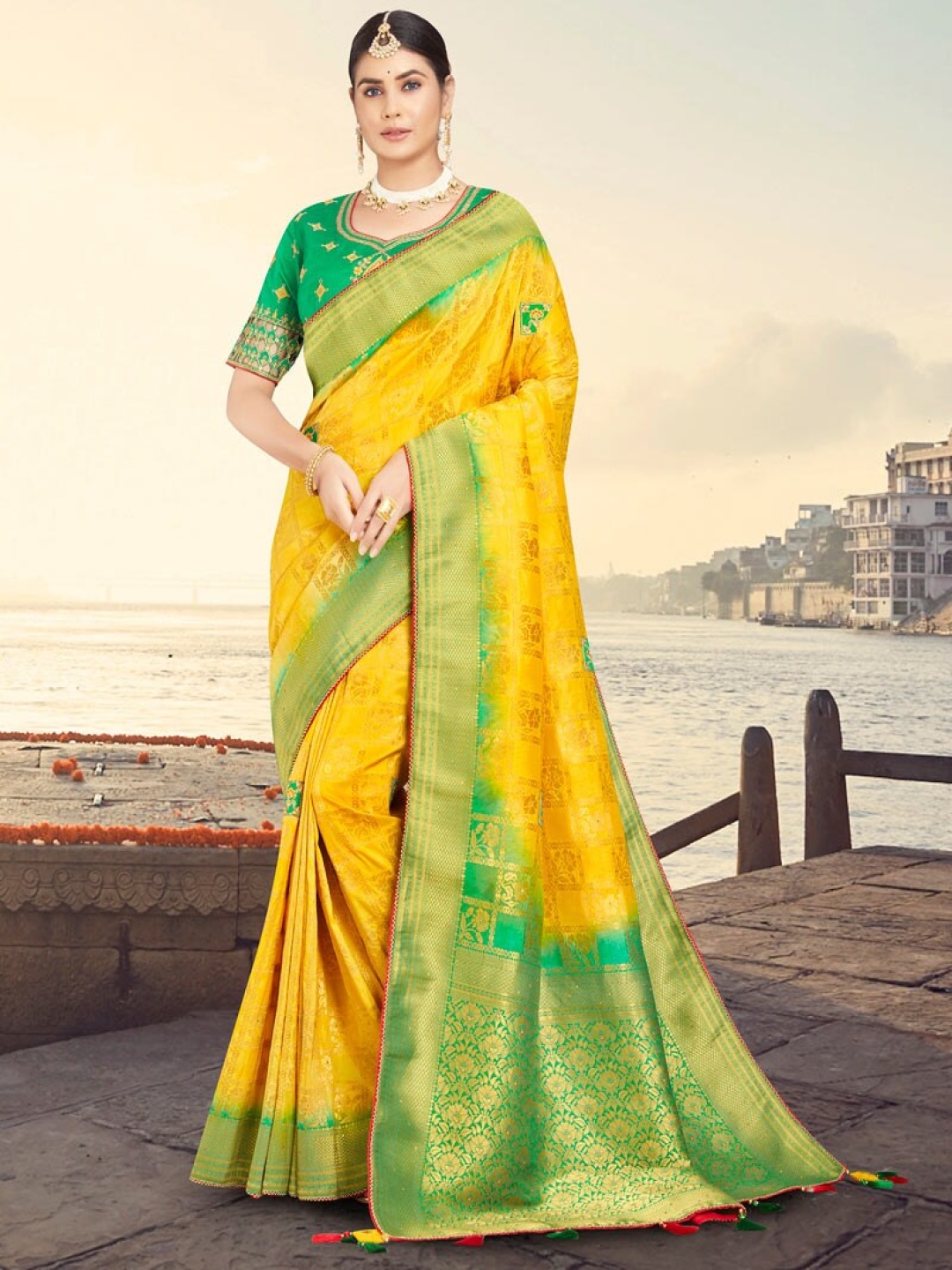 

Vishal Prints Floral Zari Saree, Yellow