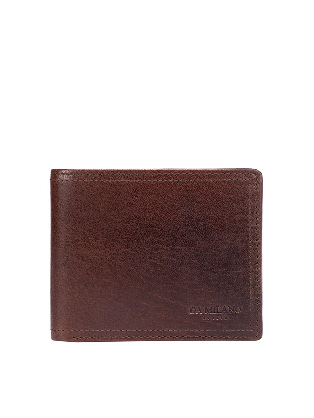 

Da Milano Men Textured Leather Two Fold Wallet, Brown