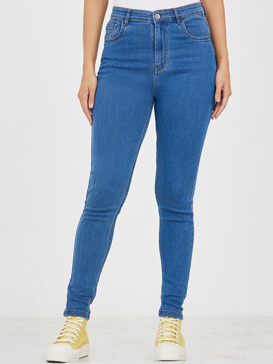 

Styli Women Skinny Fit High-Rise Cotton Jeans, Blue