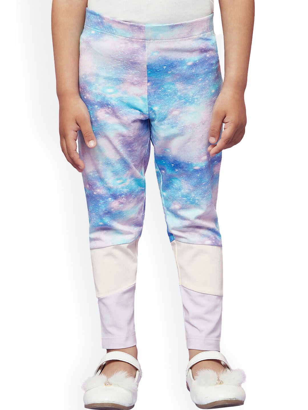

SPUNKIES Girls Abstract Printed Cotton Ankle-Length Leggings, Blue