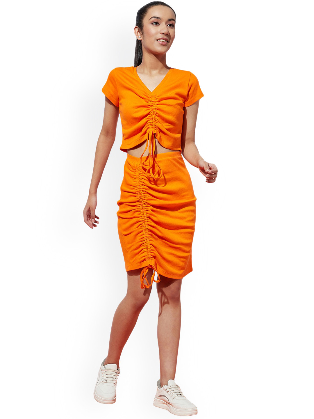 

SPUNKIES Girls Pure Cotton Pencil Mini Skirt, Orange