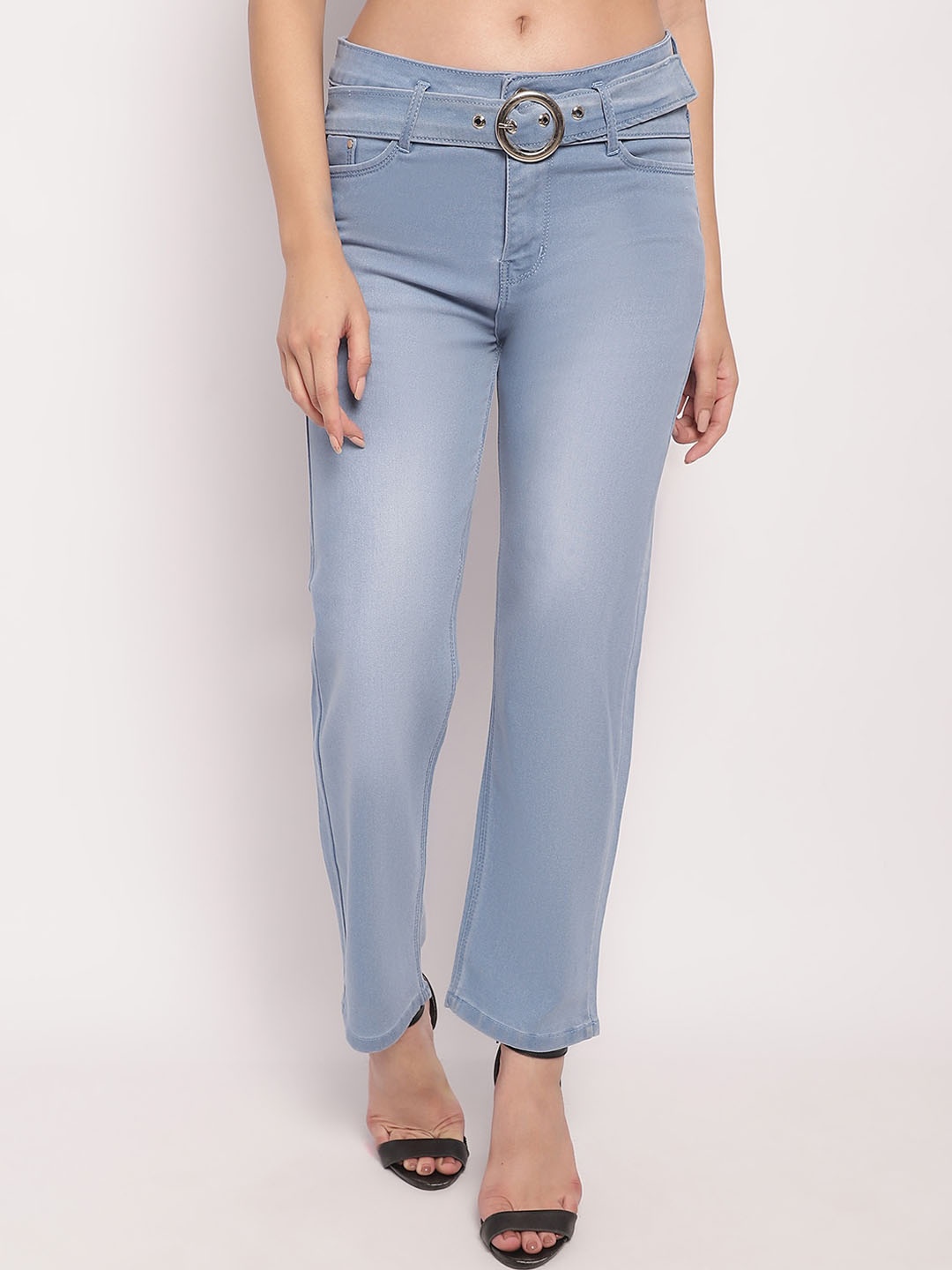 

NULL NAUT Women Comfort Straight Fit Light Fade Clean Look Stretchable Jeans, Blue