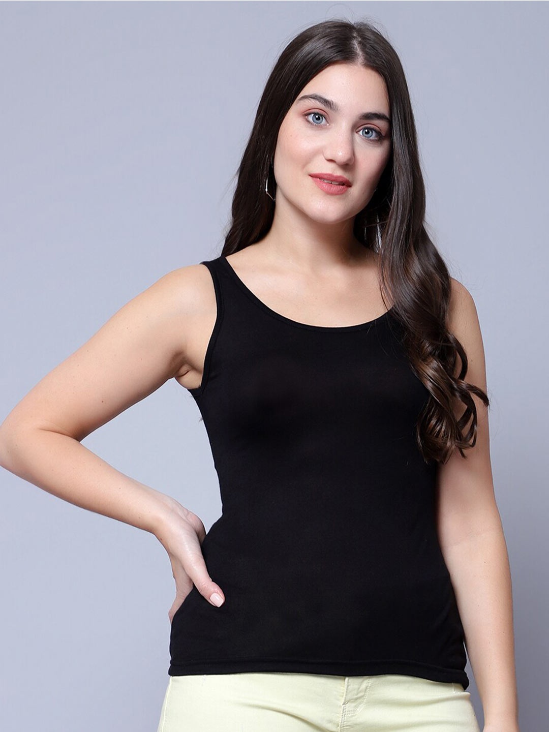 

DIAZ Shoulder Straps Sleeveless Tank Top, Black