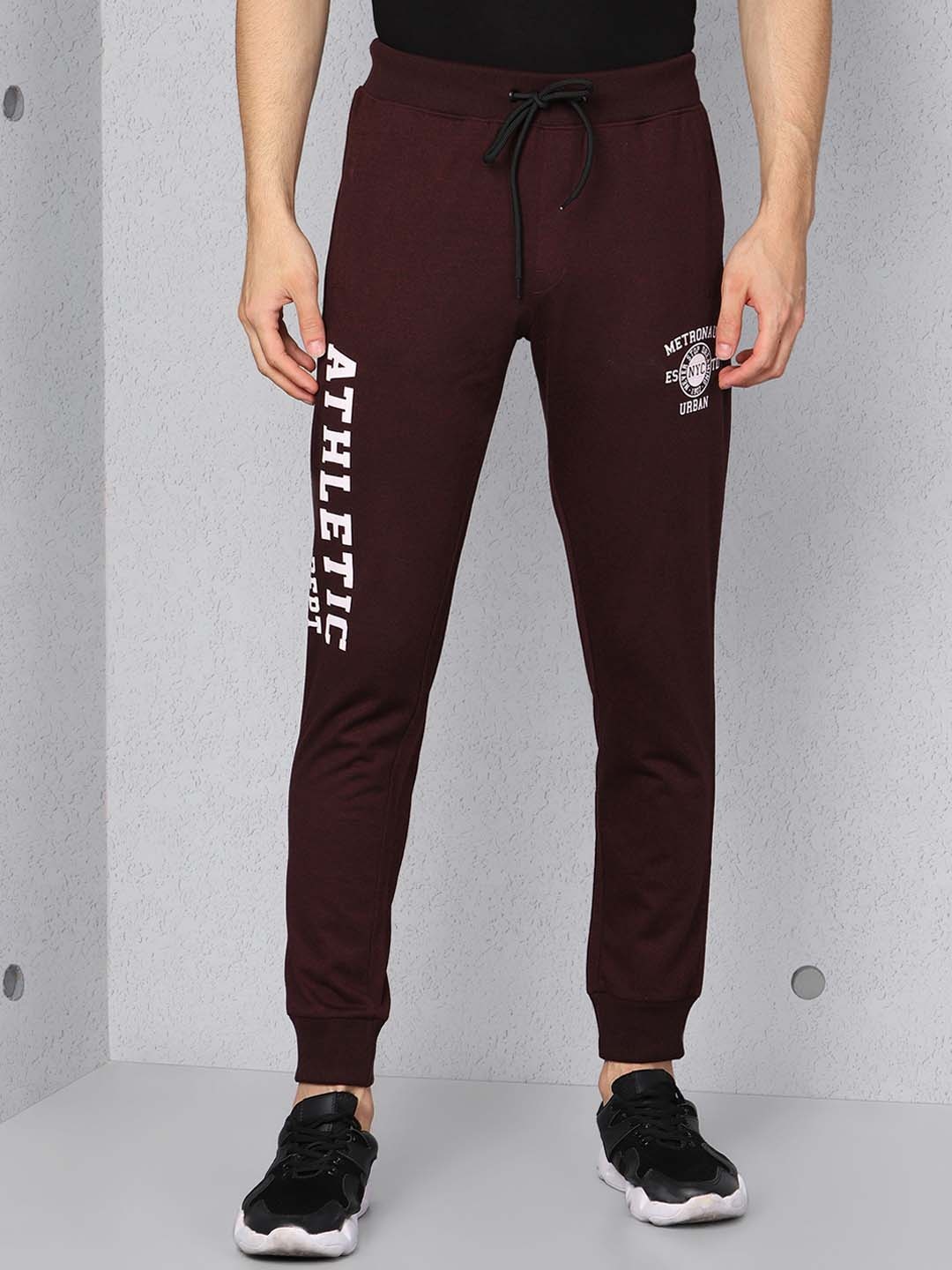 

Metronaut Men Side Printed Details Slim-Fit Joggers, Maroon