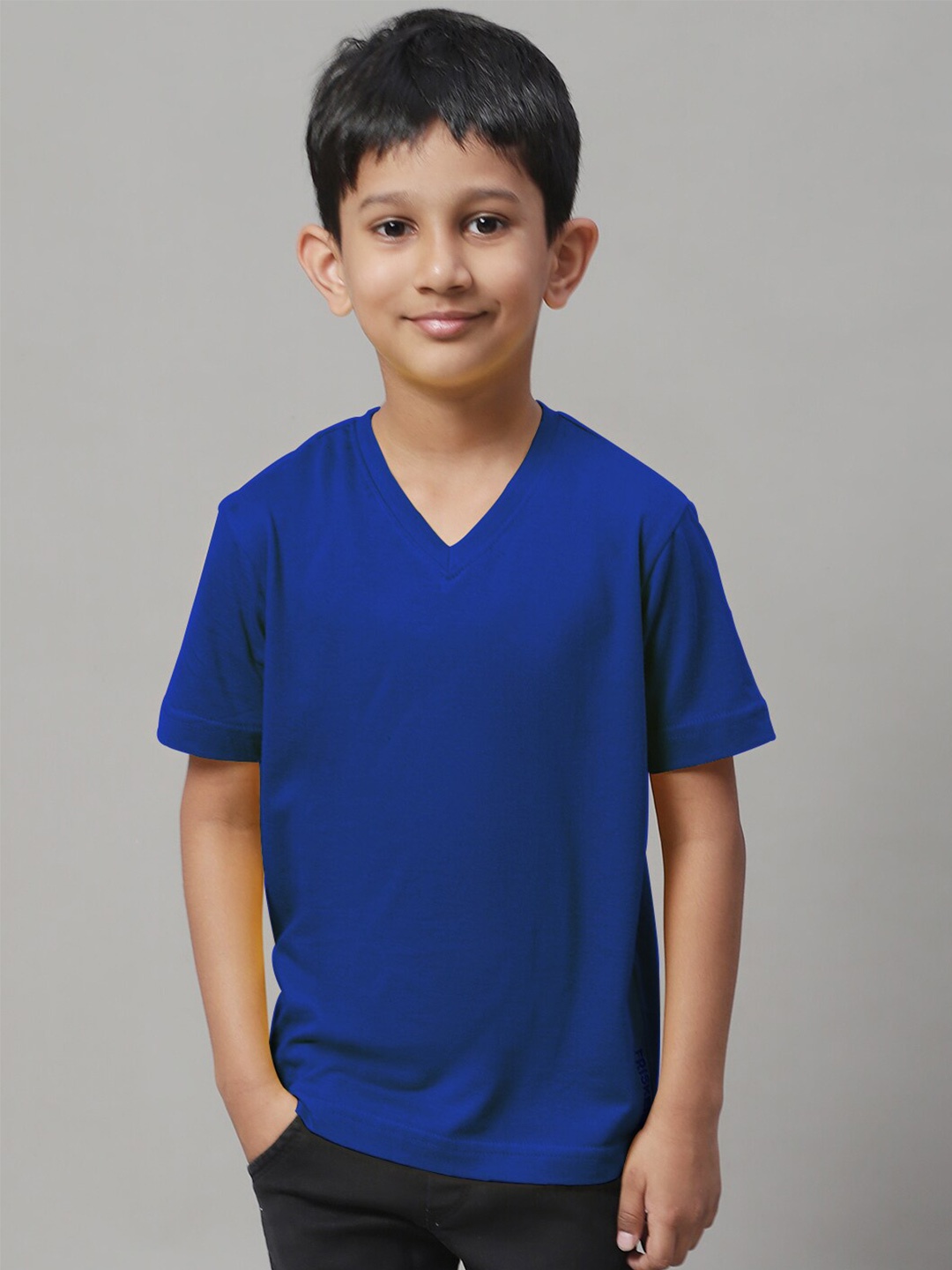 

Friskers Boys V-Neck Pure Cotton Slim Fit T-Shirt, Blue