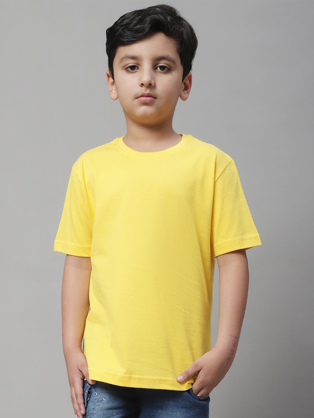 

Friskers Boys Pure Cotton Slim Fit T-shirt, Yellow