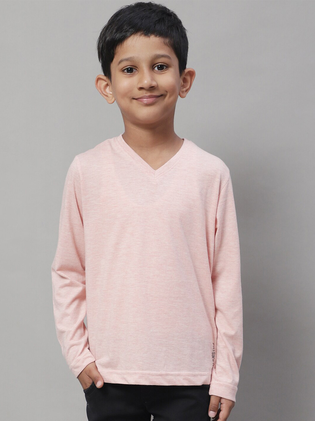 

Friskers Boys V-Neck Cotton Slim Fit T-shirt, Pink