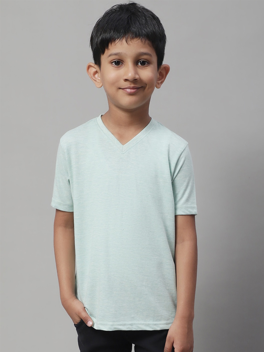 

Friskers Boys V-Neck Cotton Slim Fit T-shirt, Sea green