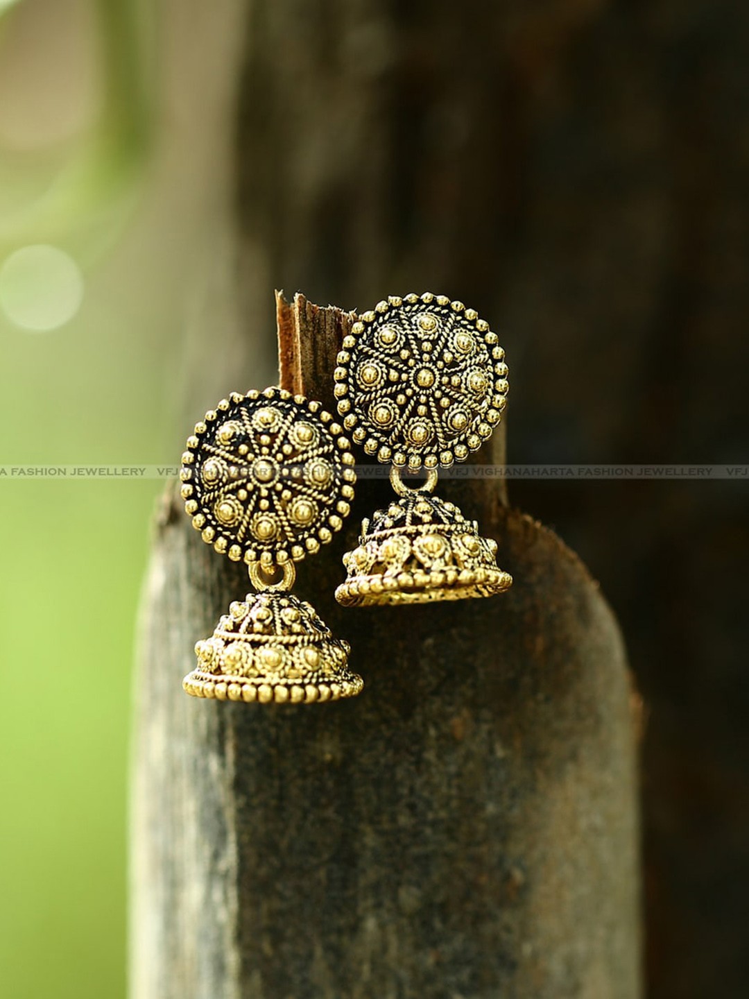 

Vighnaharta Gold-Plated Floral Jhumkas Earrings