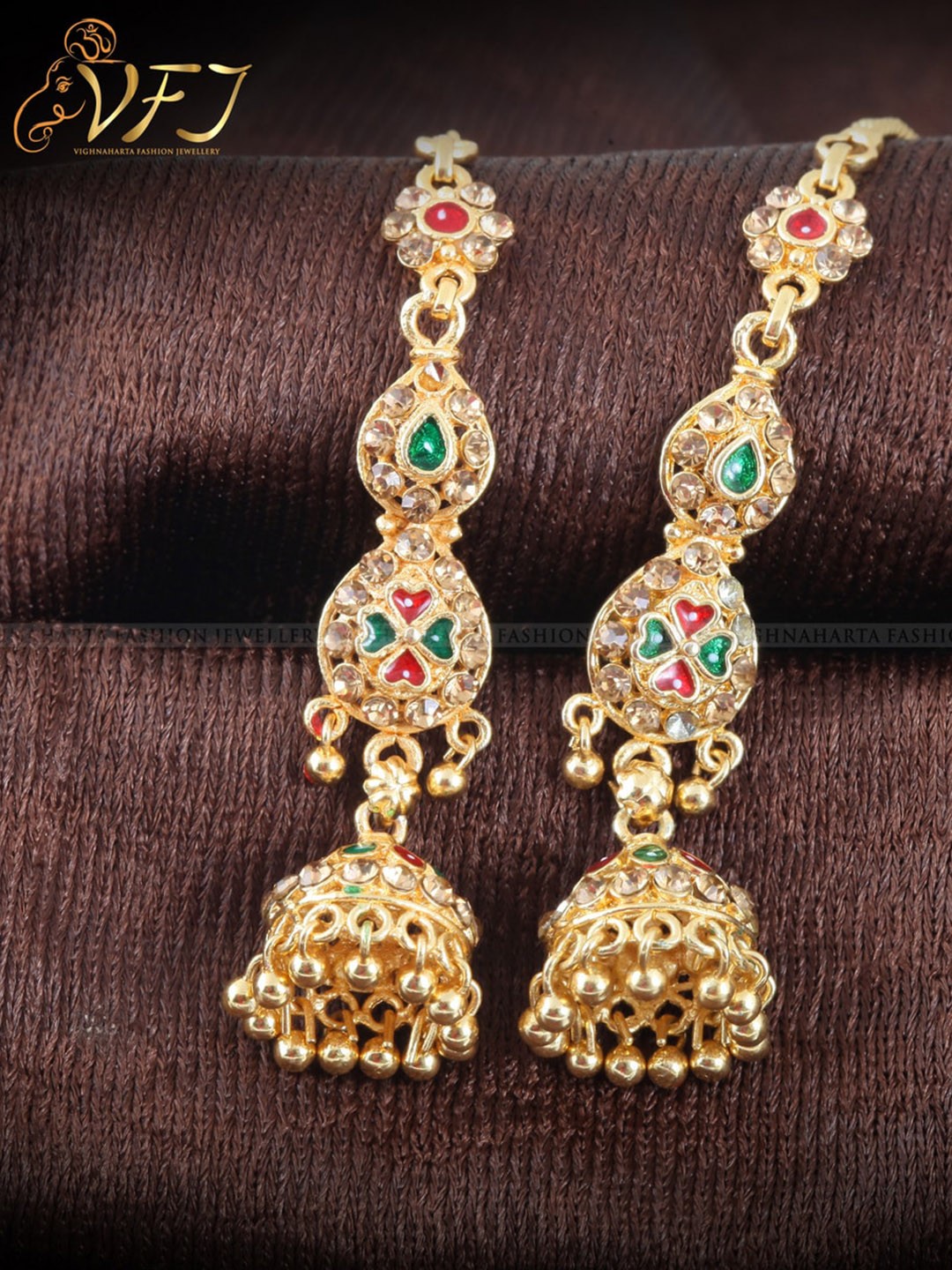 

Vighnaharta Gold-Plated Floral Jhumkas Earrings