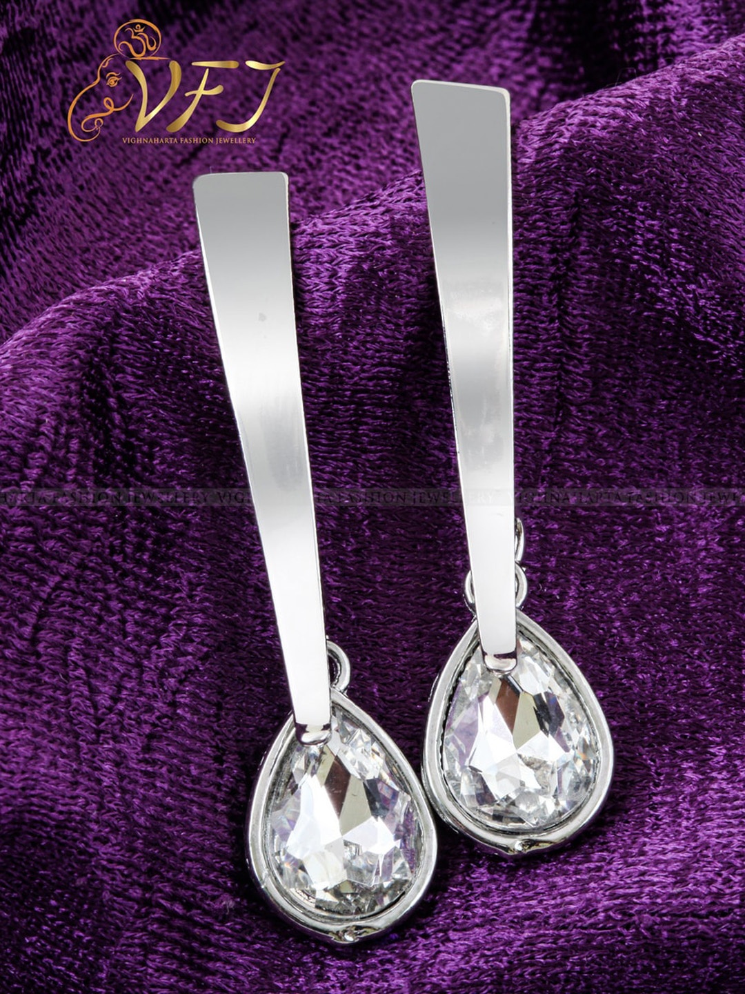 

Vighnaharta Silver-Plated Floral Drop Earrings