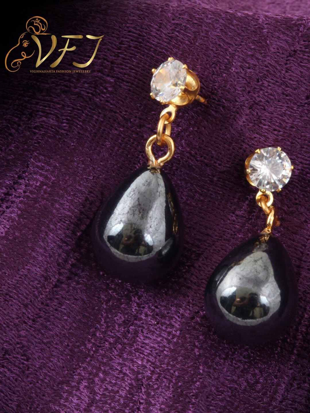 

Vighnaharta Gold-Plated Floral Drop Earrings